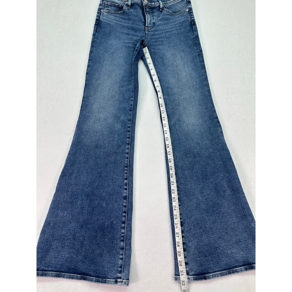 Express 70s Flare Mid Rise Jeans Blue Wash Stretch Denim Size 4R - Picture 10 of 15